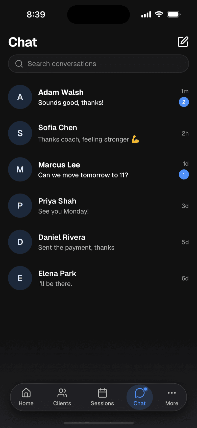 Message clients in real time
