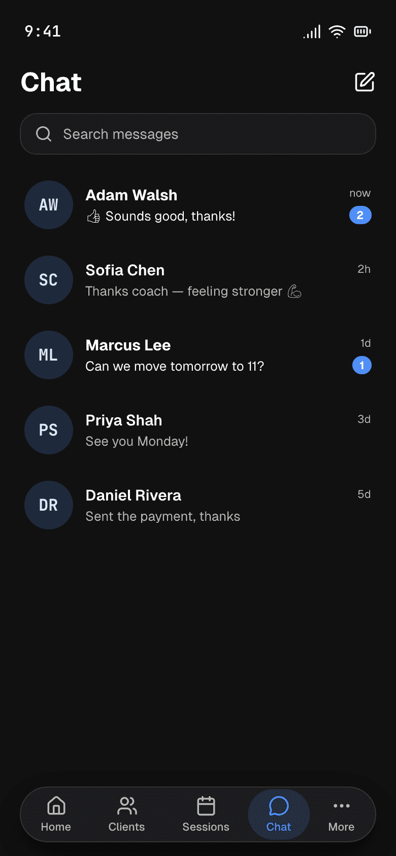 Message clients in real time