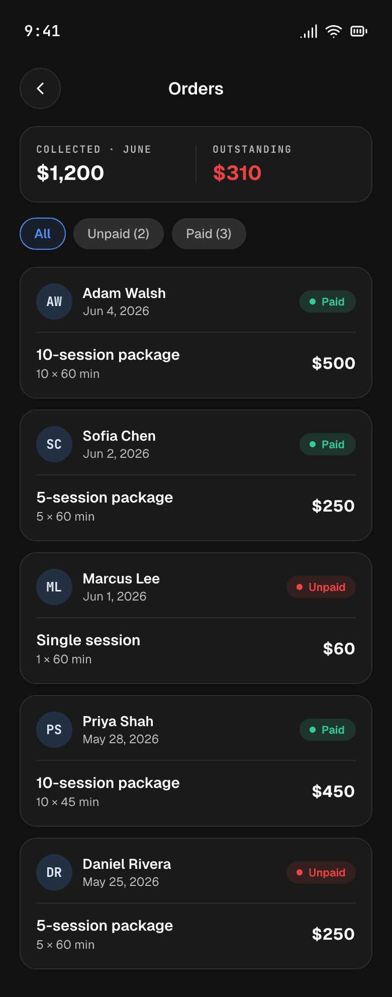 Get paid and track every order