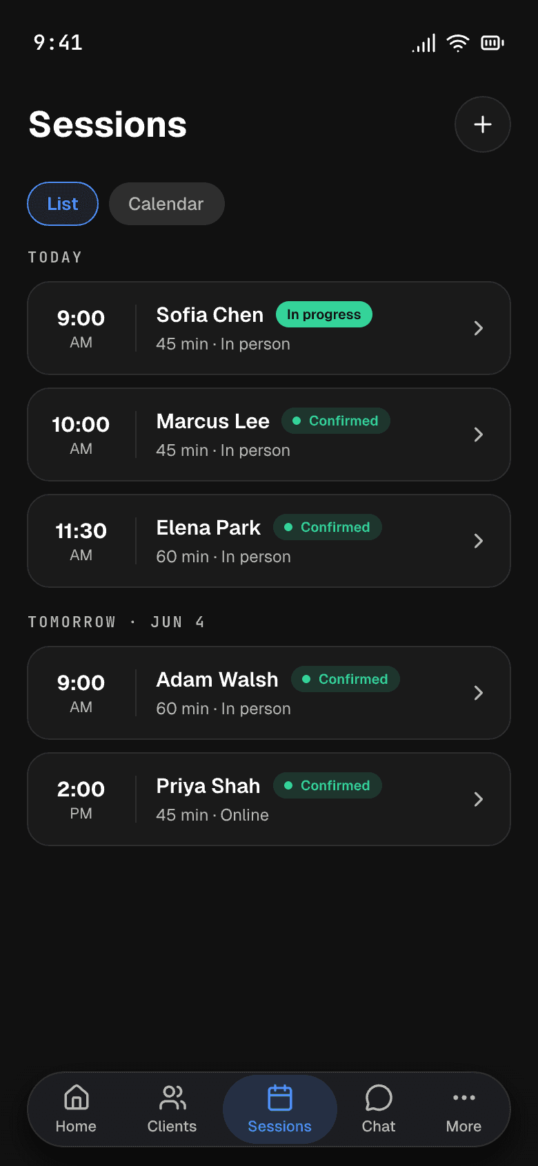 Book and manage sessions in seconds