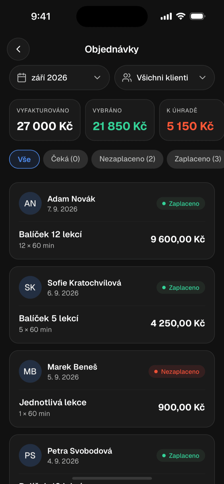 Nechte si zaplatit a mějte přehled o každé objednávce